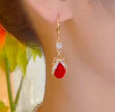Premium Red Drop Zircon Earrings